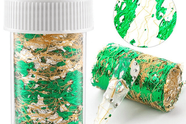 Foita decor unghii 4x50cm. Q006 Green+Gold