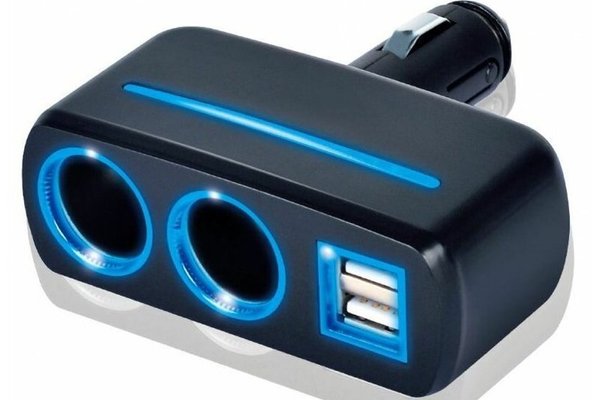 Priza auto 12V Olesson 1637 cu 2 cai fixe + 2 USB 120W negru