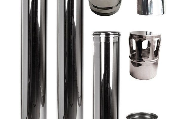 Kit de evacuare (cos de fum) Fornello, INOX, pentru centrale si termoseminee pe peleti, diametru 80 mm, etansare cu garnitura, complet pentru montaj, 2,5 metri lungime