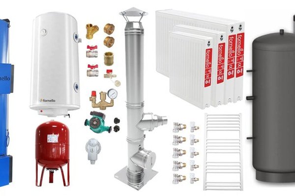 Centrala pe combustibil solid Fornello Turbo 25 kW cu Puffer de 800 litri si accesorii complete
