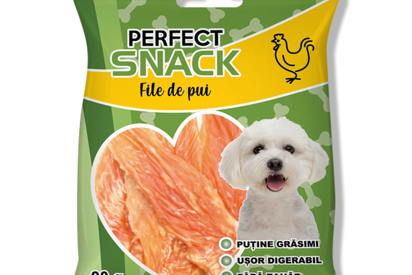 Hrana complementara pentru caini, Perfect Snack, file de pui, 80 g