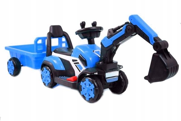 Mini excavator electric Kinderauto BJXZ219B 35W 6V,cu incarcator electric si remorca, albastru
