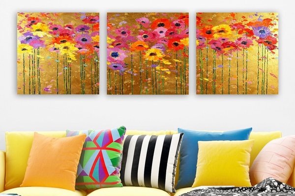 Tablou, 3 bucati PMDR73 Multicolor 30x30x3 cm