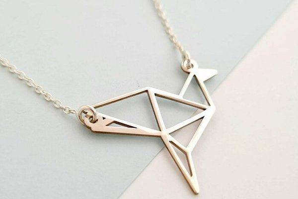 Lantisor personalizat - Origami Cocor - Argint 925