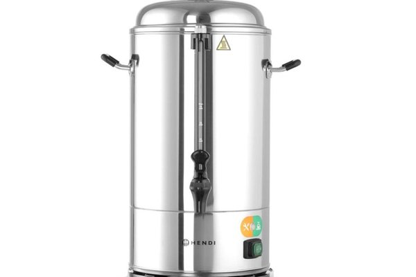 Percolator / cafetiera Profesionala, 6lt, Hendi, cu pereti dubli din Inox, 1500W, diam. 241x (H)480 mm, robinet anti-picurare, temperatura ajustabila pana la 100 C, filtru incorporat pentru Cafea macinata