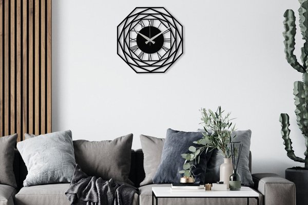 Ceas de perete decorativ din metal Enzoclock Negru 48x48 cm