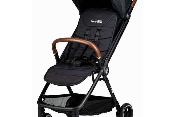 Carucior sport pliabil FreeON Bold, pentru copii de la nastere pana la 22 kg, cu roti cu suspensii si spatar reglabil, Black