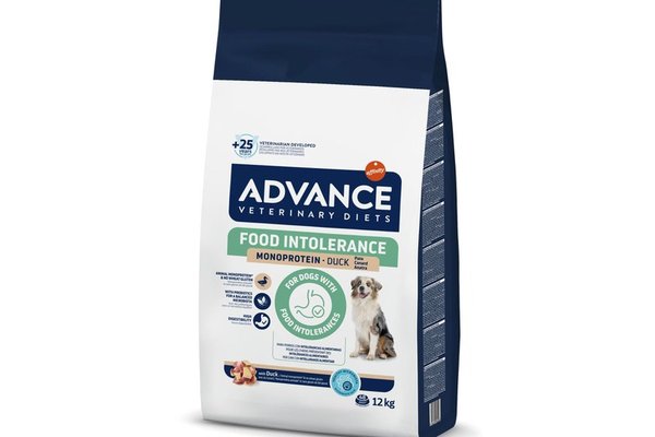 Advance Dog Food Intolerance, Hrana Uscata pentru Caini cu Rata, 12 kg