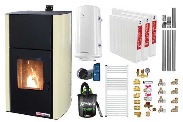Pachet complet de incalzire Fornello Fiama Confort 12 kw cu control de la distanta
