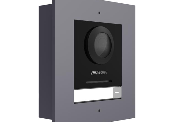 Videointerfon IP Hikvision DS-KD8003-IME1(B)/FL pentru exterior, montaj ingropat, 1 buton, 2000 utilizatori