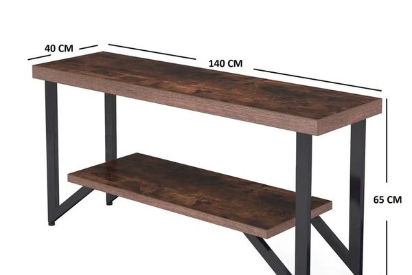 Comoda tv cu picioare metal Homs 140 cm, nuc-negru,30403