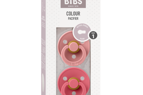 Set 2 suzete Bibs Colour Latex tetina rotunda 0 luni + Dusty PinkCoral