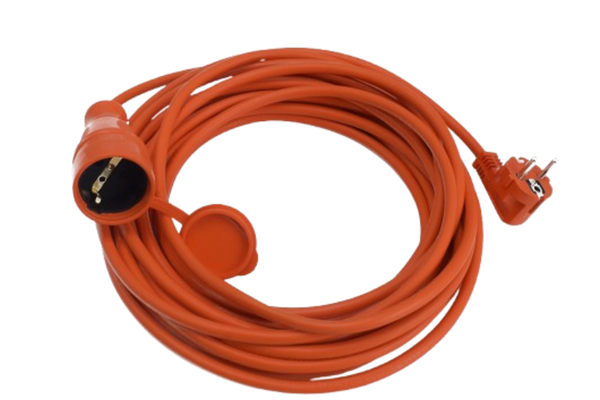 Prelungitor cu fisa si priza IP44  10 m  pentru exterior  cu capac de protectie  sectiune cablu 3x1.5 mm²  portocaliu