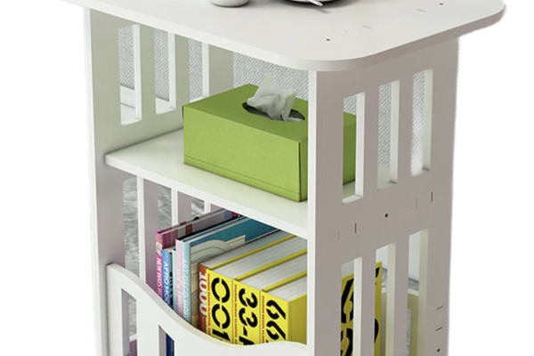 Noptiera alba decorativa din PVC 2 polite 45cm