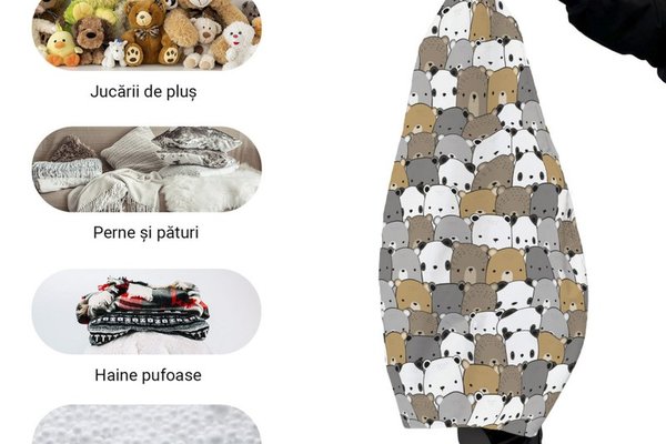 Husa fotoliu Puf Bean Bag tip Para XL fara umplutura ursuleti maro