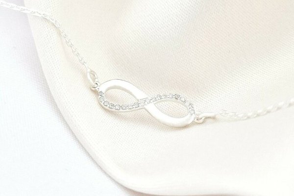 Bratara infinit decorat cu Zirconii albe - Argint 925 - Lant bratara dama