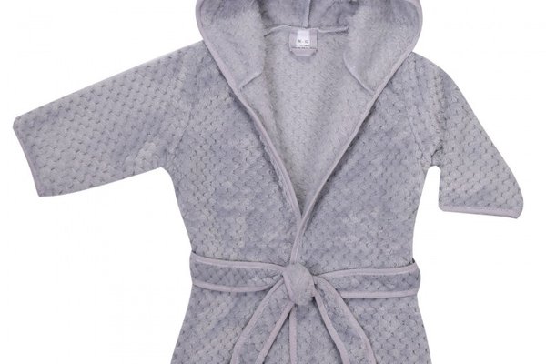 Halat de baie Ursulet pufos cu gluga si urechi 104-116 cm Grey