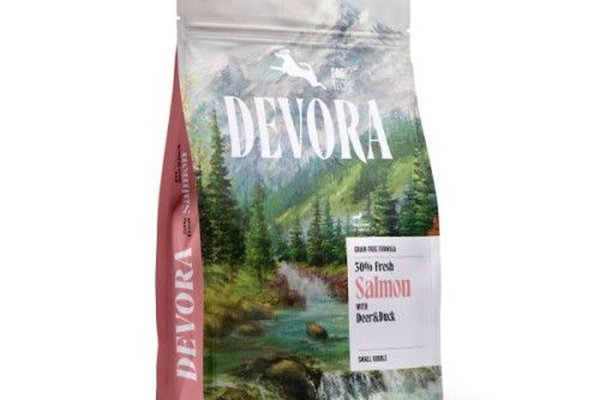 Hrana semi-umeda caini, Devora Dog Semi-Moist Adult Small Breed Grain Free, Somon, Caprioara & Rata, 4 kg