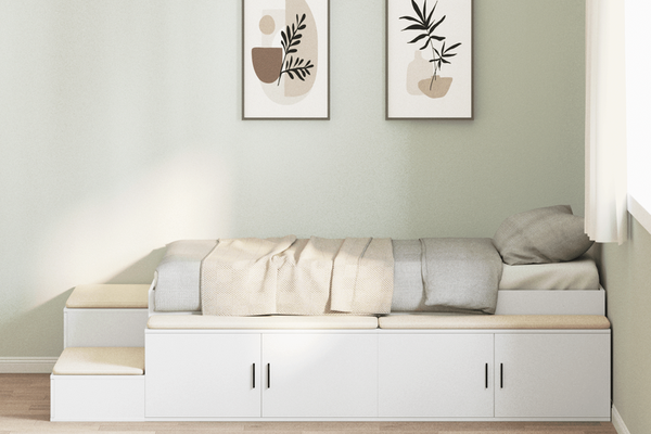 Cadru de Pat Modern Alb 80x200 cm cu Depozitare