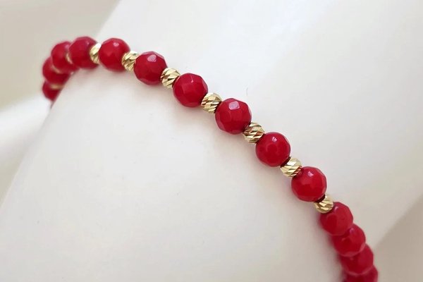 Bratara Chic Bijoux din Coral si Aur 14K - Snur Elastic