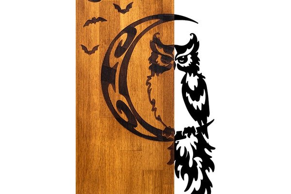 Decoratiune de perete Owle, Pako World, Lemn de pin, Natural, 36x3x66 cm