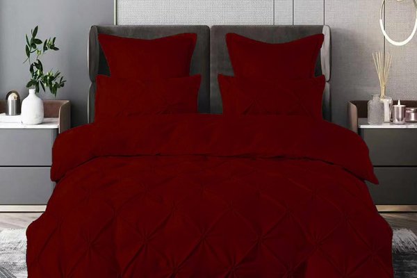 Lenjerie de pat finet uni 6 piese (grena) - Eleganta si confort