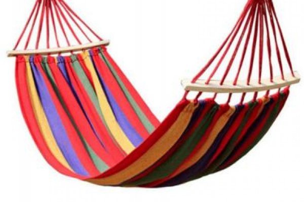 Hamac Multicolor cu Bara de Lemn 80x200 cm din Bumbac