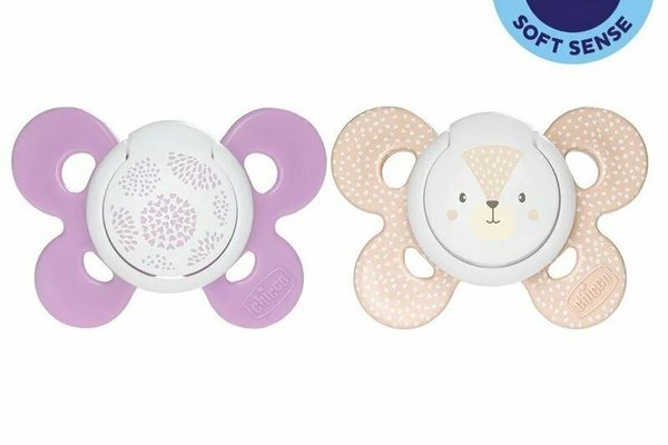 Set suzete ortodontice Chicco Physio Comfort, silicon moale, ventilate, 6-16 luni, roz/portocaliu