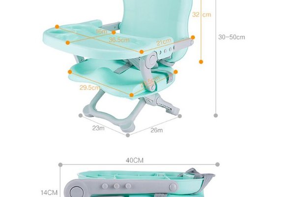 Scaun de masa pentru copii, Little Mom, model tip booster, design compact, pliabil si portabil, inaltime reglabila 4 pozitii, tavita detabila, compatibilitate universala, dimensiune 50 x 30 x 35 cm, Green
