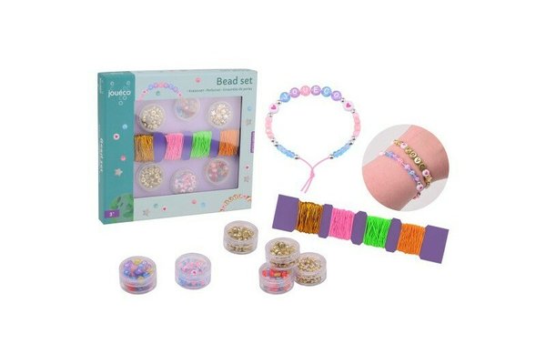 Set creativ, Joueco, Margele pentru bratari, Saculet pentru depozitare inclus, Diferite forme si culori, 20 x 2 x 19, 6-16 ani, Multicolor