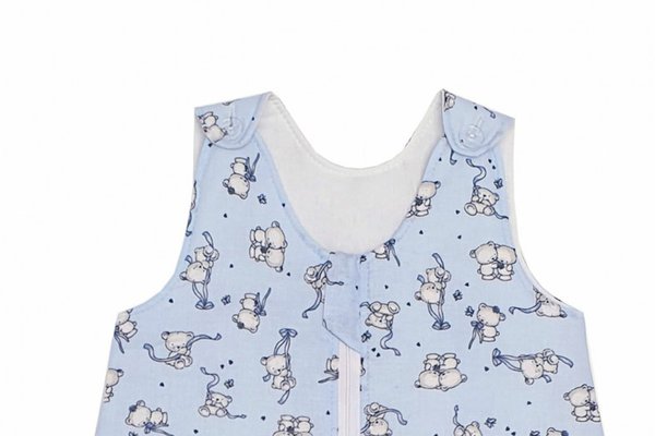 Sac de dormit copii 0.5 tog KidsDecor Loving Bear Blue din bumbac 140 cm