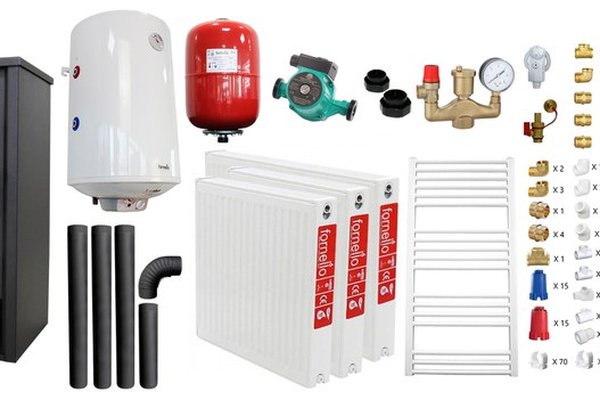 Pachet de incalzire si apa calda pentru 2 camere, cu termosemineu Fornello PADOVA E, 19.4 kW