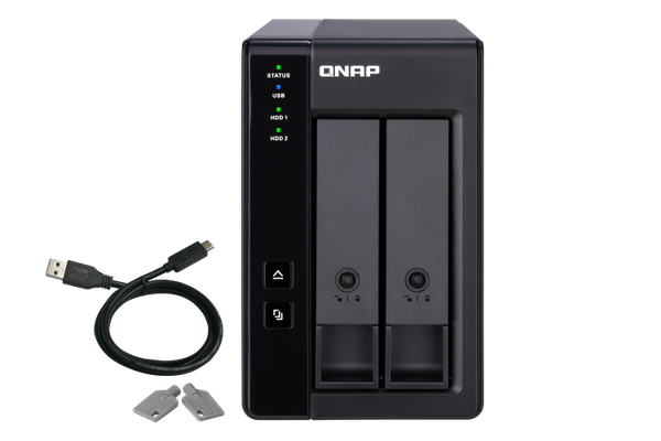 QNAP TR-002 2-Bay USB RAID Tower, 2.5/3.5 SATA 6Gbps HDD Support, USB 3.1 Type-C, 36W Power Adapter, 2-Year Warranty