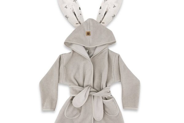 Halat de baie, MimiNu, Cu urechi, 2 - 5 ani, Moale, Cu buzunare, Cu cordon, Din bumbac si thermo fleece, Materiale certificate Oeko Tex Standard 100, Leaves