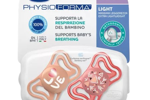 Suzete silicon PhysioForma Light Glow Roz 16-36 luni 2 buc Chicco