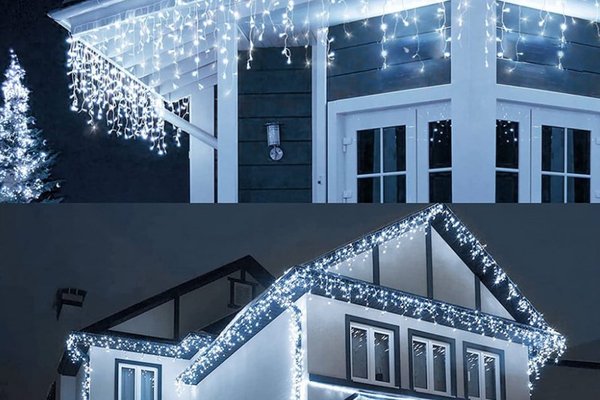 Instalatie 20 metri ALB RECE 500 LED tip turturi franjuri