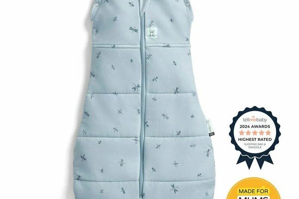 ErgoPouch Dragonflies, sistem 2 in 1 de infasat si sac de dormit, 3-6 luni, 6-8 kg, TOG 2.5, bumbac organic