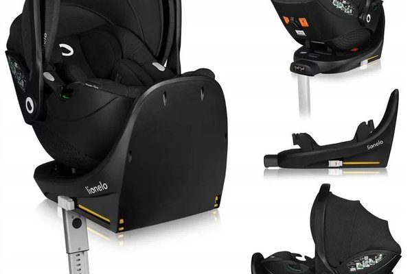 Lionelo Moxie i-Size - Scoica Auto cu Baza Rotativa 360, Protectie Avansata si Ventilatie, Negru