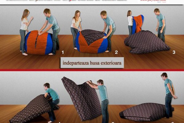 Fotoliu puf king size moon grey umplut cu fulgi de burete memory mix