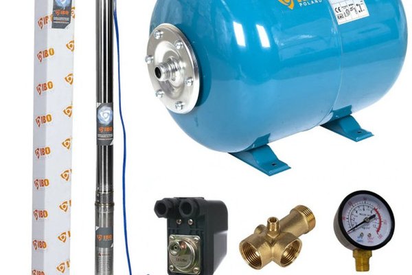 Set Hidrofor 24L cu Pompa Submersibila IBO Dambat 2.5STM24, 370 W, 45 l/min, H Refulare 66 m, 2.5 Toli, cablu 20 m