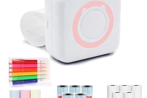 Mini imprimanta de buzunar cu Bluetooth fara Cerneala Roz + 1 Sul Hartie