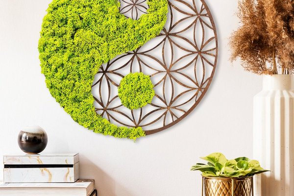 Accesoriu decorativ de perete Yin Yang Verde 44x1x44 cm