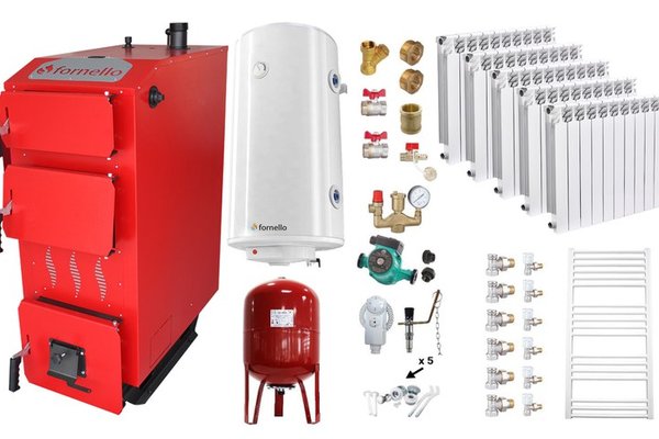 Centrala pe combustibil solid Fornello Praktik 30 kW cu accesorii complete