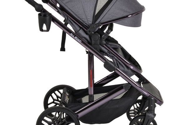 Carucior convertibil 2in1 Moni All Road Grey cu Cadru din aluminiu galvanizat,Roti rezistente cu suspensii,Spatar reglabil,Maner reglabil 6 pozitii inaltime,Copertina XXL,Husa picioare si suport pahar incluse,Pana la 4 ani
