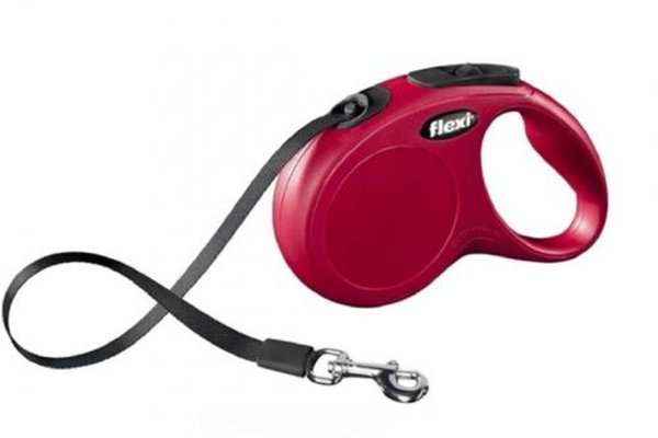 Lesa retractabila cu banda, Flexi New Classic, XS 3 m rosie