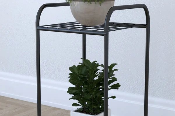 Etajera metal pentru flori 2 rafturi Decor Homs 33 x 60 x 31 cm, negru
