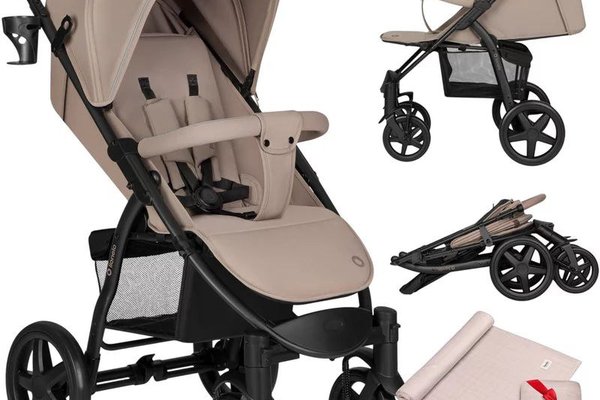 Carucior sport Lionelo Annet Plus Bej - De la nastere, 0 - 22 Kg, cu muselina din bambus