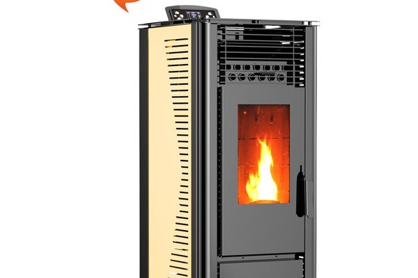Semineu pe peleti Fornello SOPHIA WI-FI 11 kW cu telecomanda si conectivitate Wi-Fi, culoare Ivory