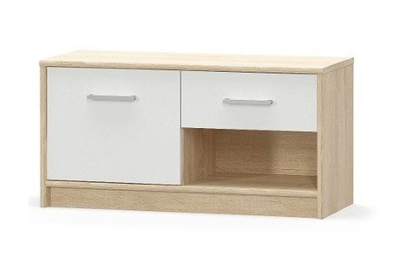 Comoda TIPS, 1 usa, 1 sertar, stejar sonoma + alb, 83,4x34,3x42,5 cm