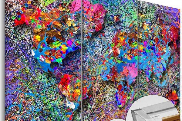 Tablou din plută - Colourful Whirl [Cork Map] 120x80 cm